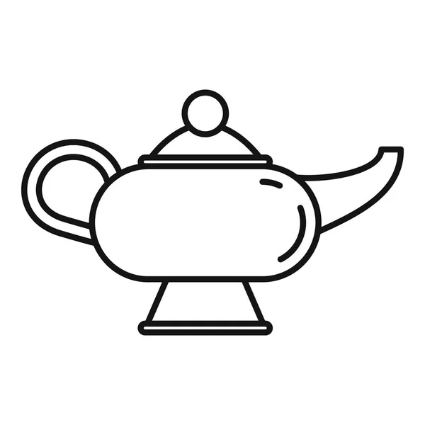 Icono mágico de la lámpara del djinn, estilo del esquema — Archivo Imágenes Vectoriales