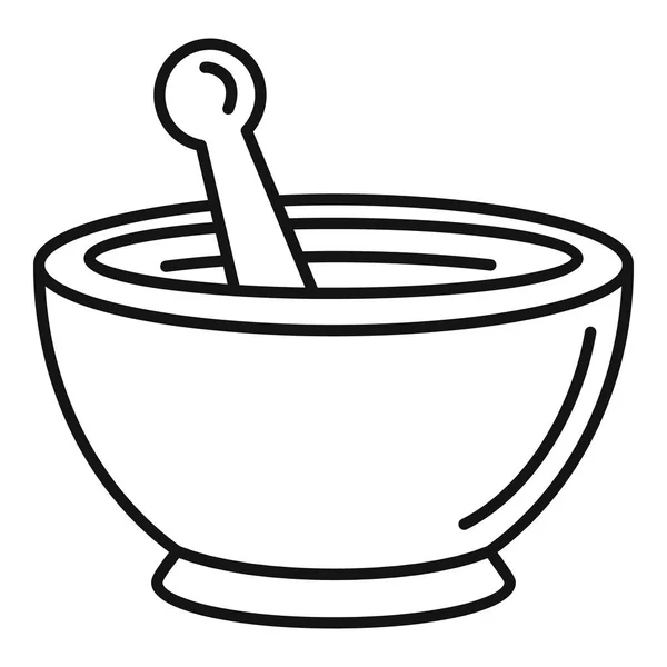 Magische Bowl pictogram, contour stijl — Stockvector