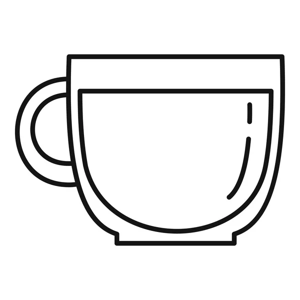 玻璃咖啡杯图标，轮廓风格 — 图库矢量图片