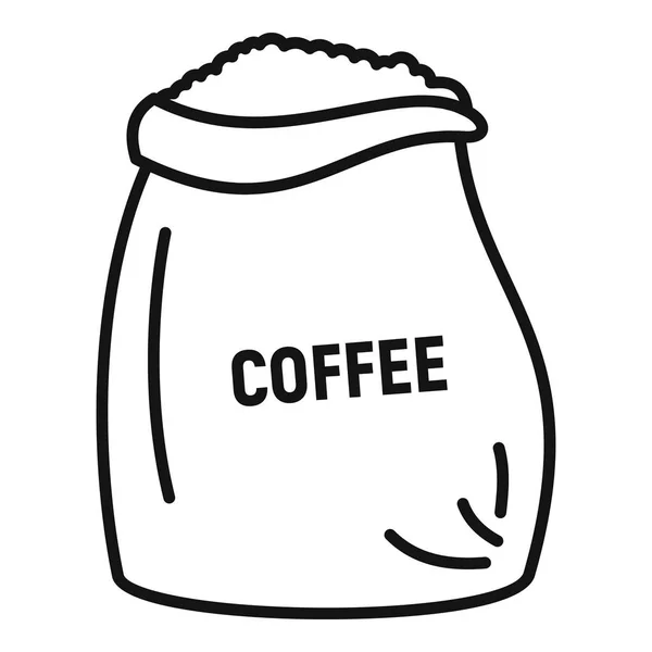 Kávébab zsák ikonja, körvonalstílusa — Stock Vector