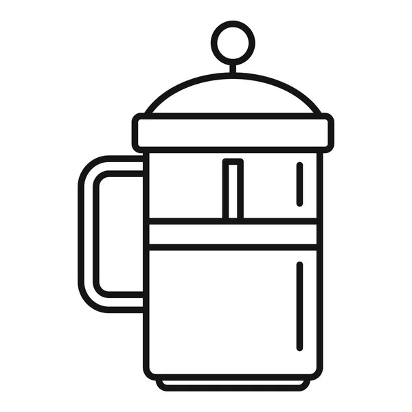 Иконка кофейного пресса, стиль — стоковый вектор