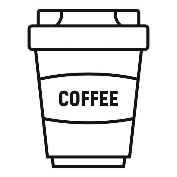 Ikone für Kaffee-Plastikbecher, umrissener Stil — Stockvektor