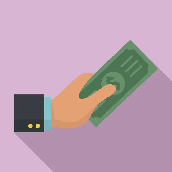 Hand give money icon, flat style — Stock Vector