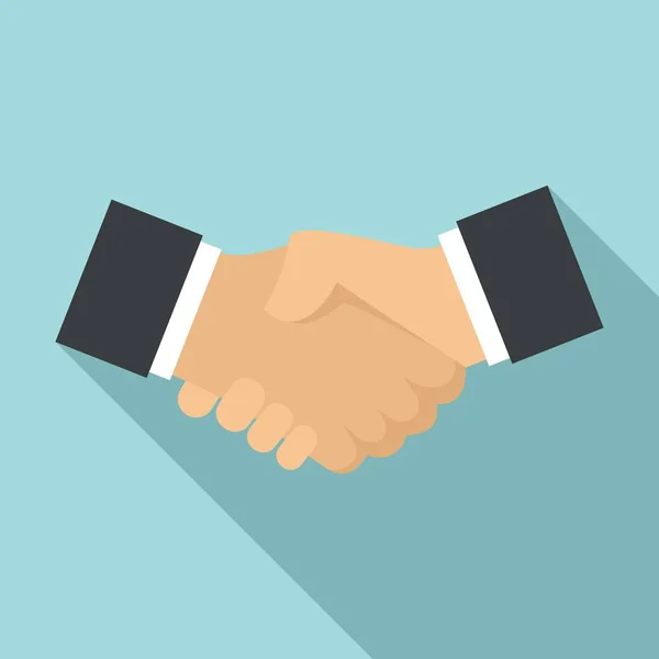 Business handshake icon, flat style