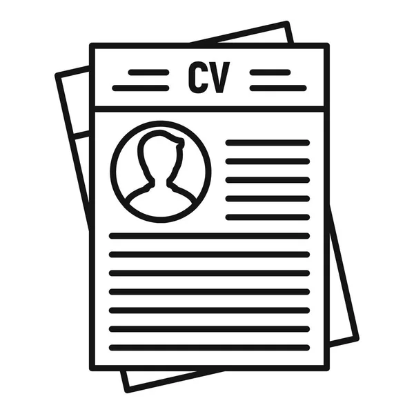 Icono de documento de Cv, estilo de esquema — Vector de stock