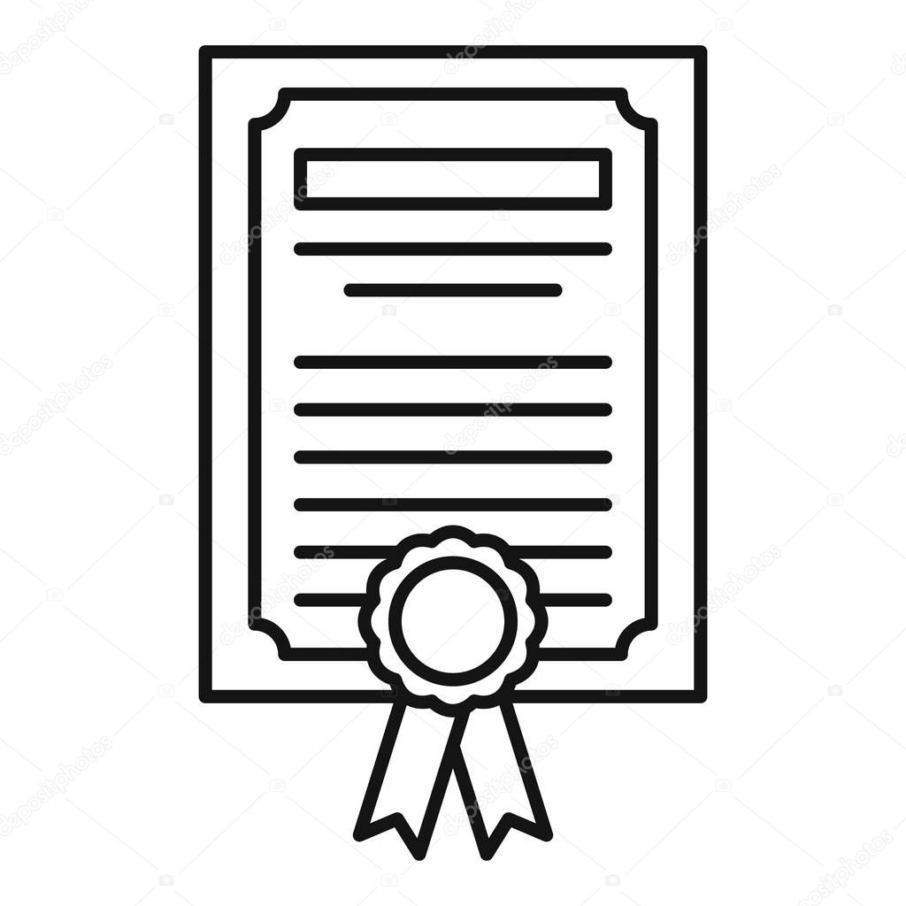 Business diploma icon, outline style