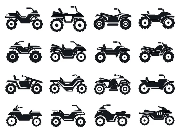 Race Quad Icons Set, einfacher Stil — Stockvektor