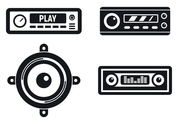 Car audio system icons set, simple style — Stock Vector