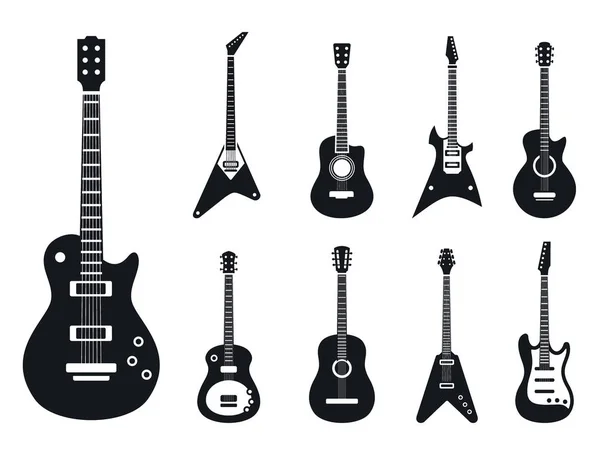 Ηλεκτρικά εικονίδια κιθάρα σετ, απλό στυλ — Διανυσματικό Αρχείο