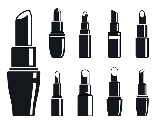 Ensemble d'icônes rouge à lèvres femme, style simple — Image vectorielle