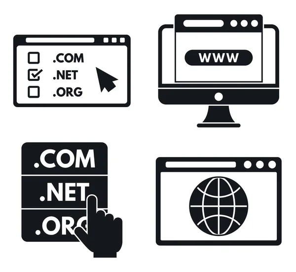 Набор иконок домена в Интернете, простой стиль — стоковый вектор