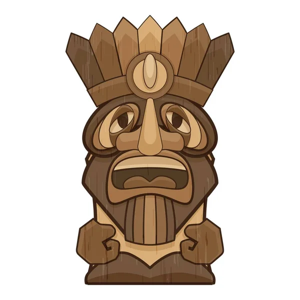 Ídolo tiki polinesio icono, estilo de dibujos animados — Vector de stock