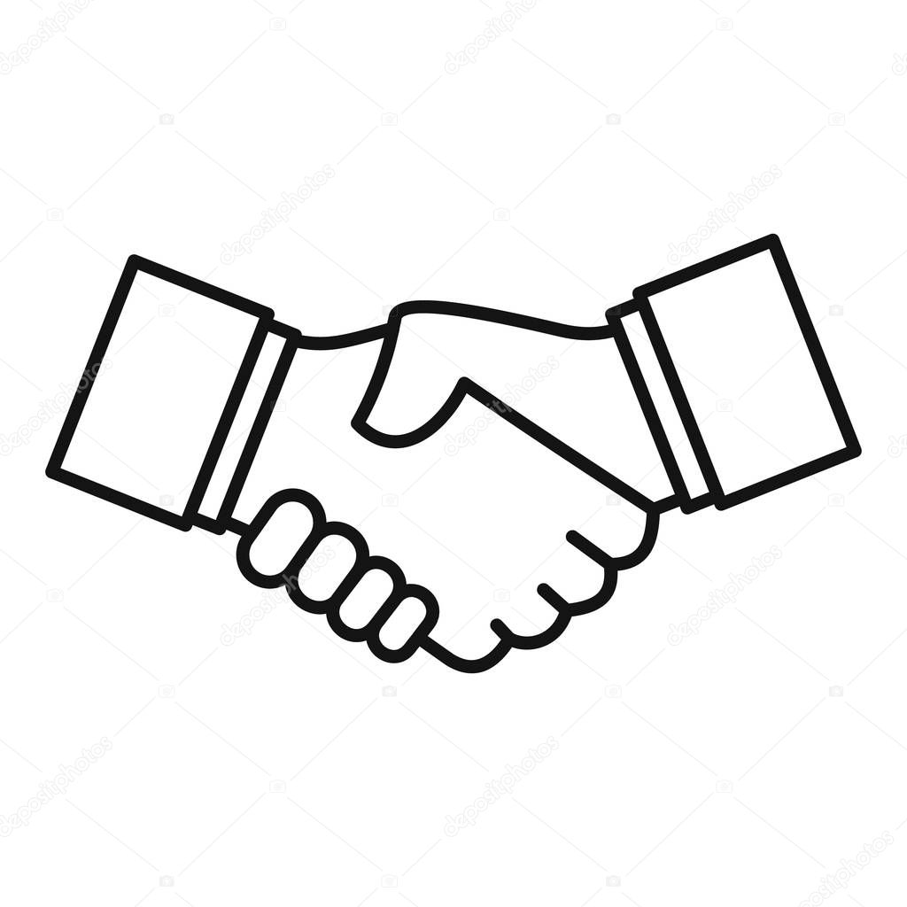 Business handshake icon, outline style
