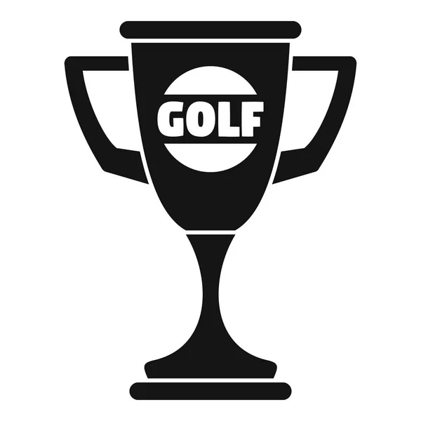 Golf icono de la taza de oro, estilo simple — Archivo Imágenes Vectoriales
