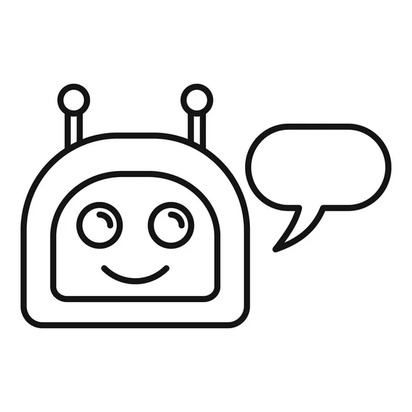 Szczęśliwa ikona chatbot, styl konturu — Wektor stockowy