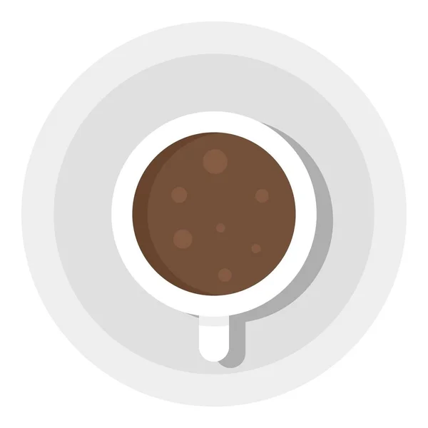 トップ ビューのコーヒー カップのアイコン、フラット スタイル — ストックベクタ
