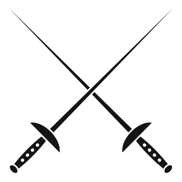 Crossed fencing sword icon, simple style — Stock Vector