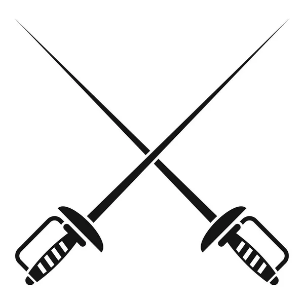 Escrime épées icône, style simple — Image vectorielle