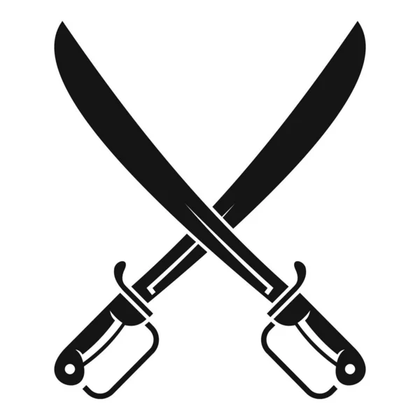 Metal crossed sword icon, simple style — Stock Vector