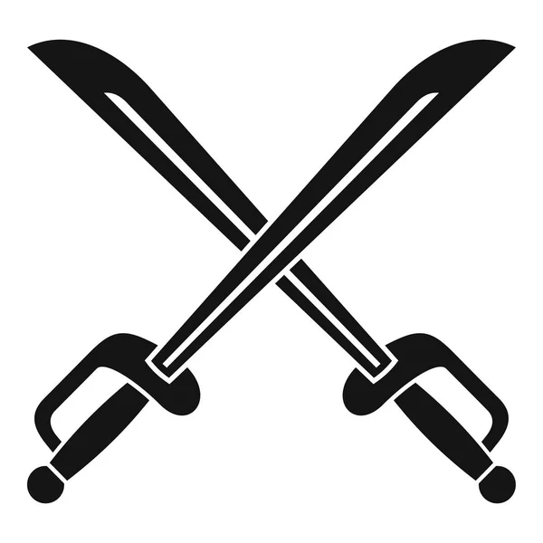 Warrior keresztbe kard ikonra, egyszerű stílusban — Stock Vector