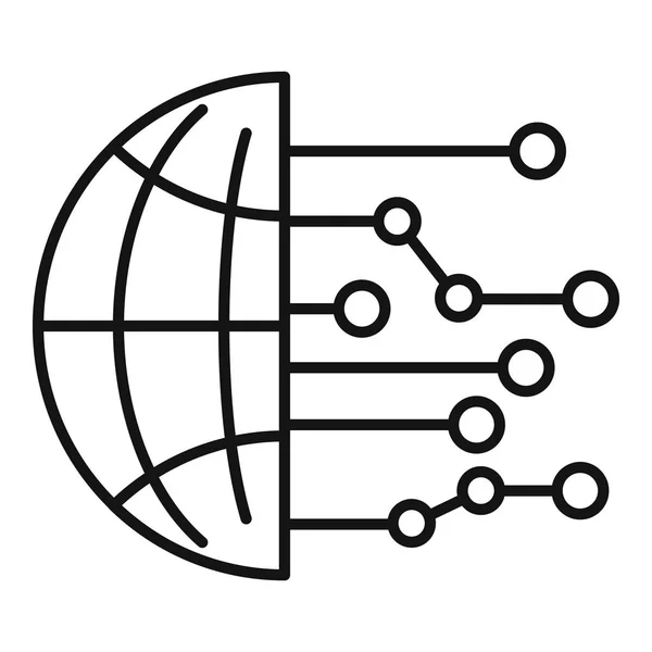 Icono de inteligencia artificial global, estilo de esquema — Vector de stock