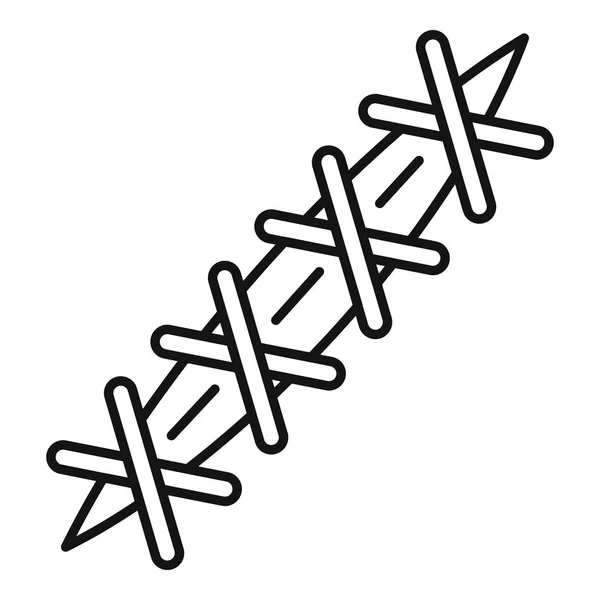 Ícone de sutura cruzada, estilo de contorno —  Vetores de Stock