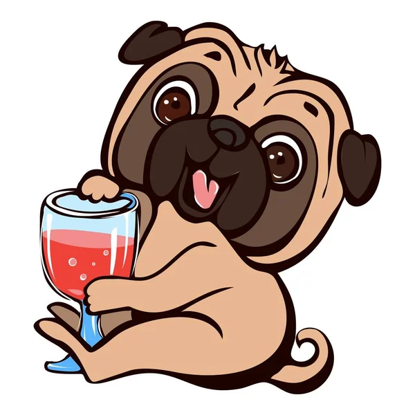 Pug drankje cocktail pictogram, cartoon stijl — Stockvector