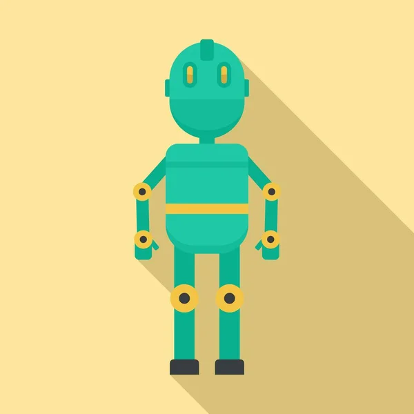 Metall Humanoid ikon, platt stil — Stock vektor