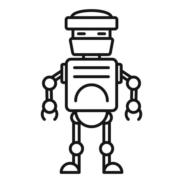 Futuristic humanoid icon, outline style — Stock Vector
