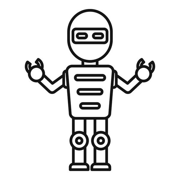 Stalen robot pictogram, omtrek stijl — Stockvector