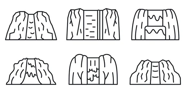 Waterval icons set, omtrek stijl — Stockvector