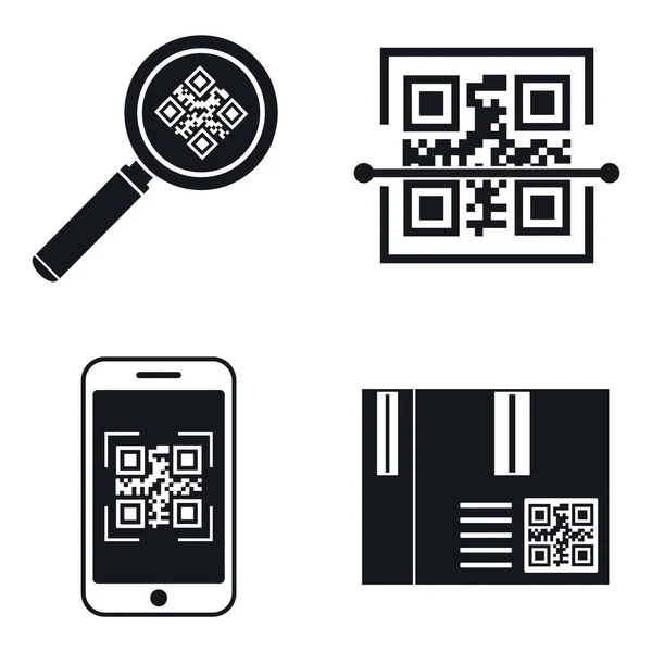 QR code κινητά εικονίδια σετ, απλό στυλ — Διανυσματικό Αρχείο