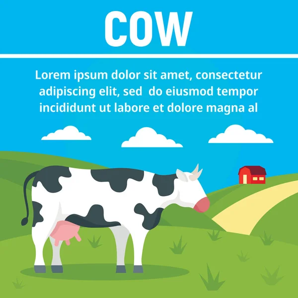 Bannière concept vache à lait, style plat — Image vectorielle