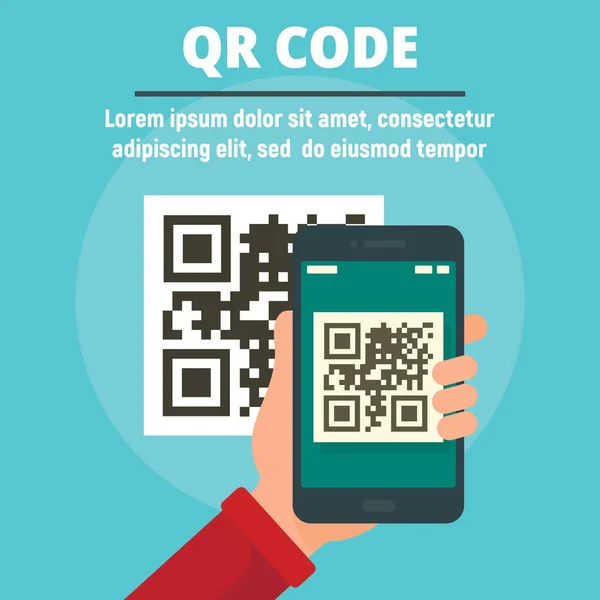 QR code scan concept banner, flat style — Stock Vector