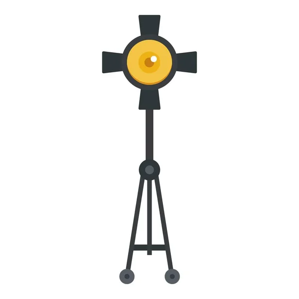 Tripod simgesinde spot ışığı, düz stil — Stok Vektör