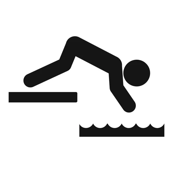 Mann springt ins Wasser Ikone, einfacher Stil — Stockvektor