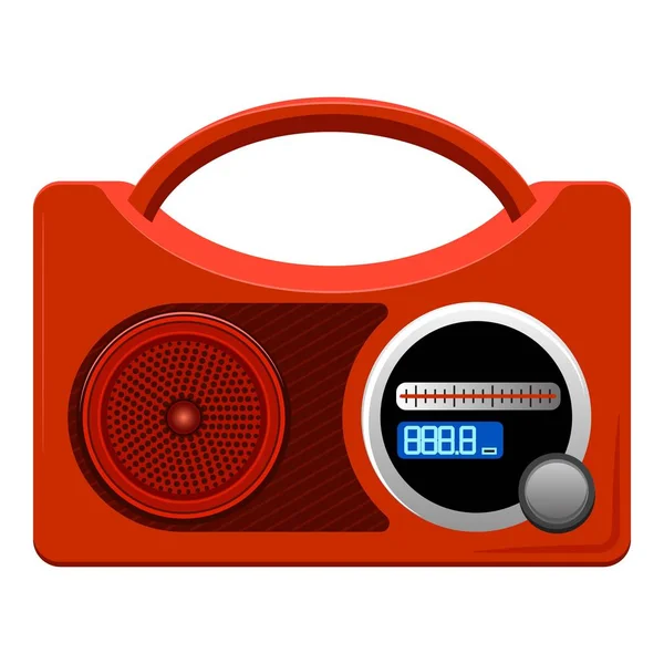 Красная икона радио, стиль мультфильма — стоковый вектор