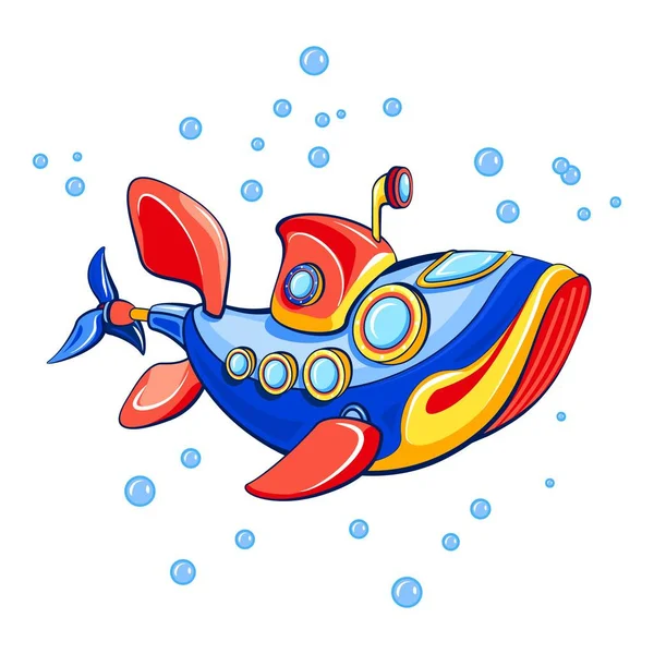 Icône de sous-marin poisson, style dessin animé — Image vectorielle