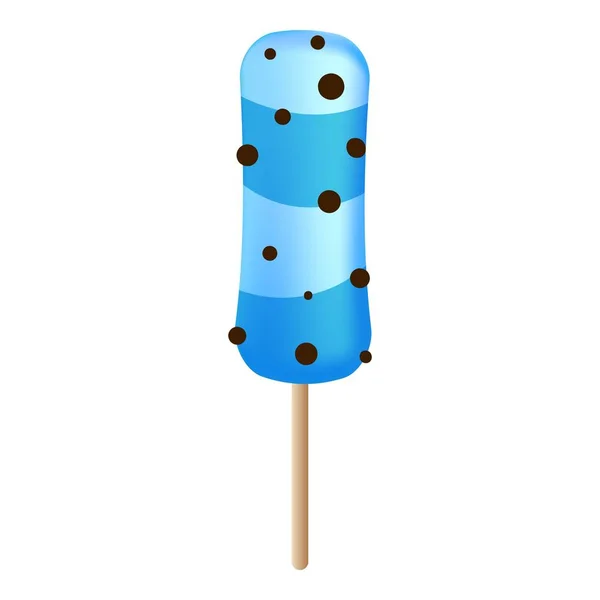 Niebieska pasiasta ikona popsicle, styl kreskówki — Wektor stockowy