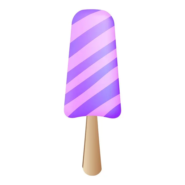 Violet striped popsicle icon, cartoon style — Stock Vector