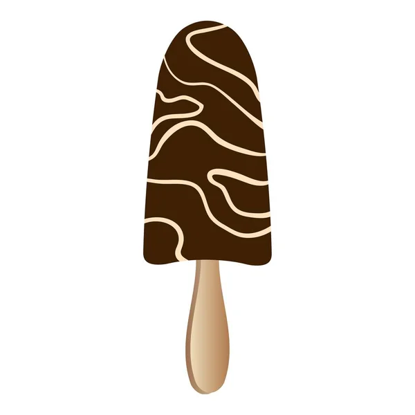 Czekoladowa ikona Popsicle mleka, styl kreskówki — Wektor stockowy