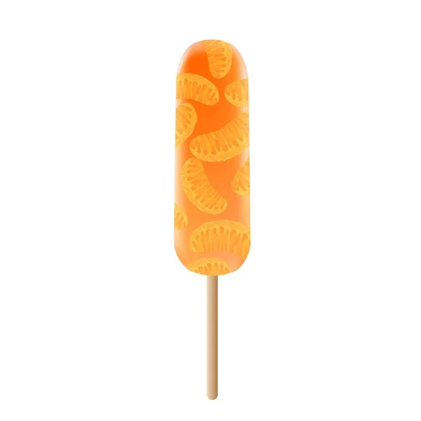 Pièce orange popsicle icône, style dessin animé — Image vectorielle