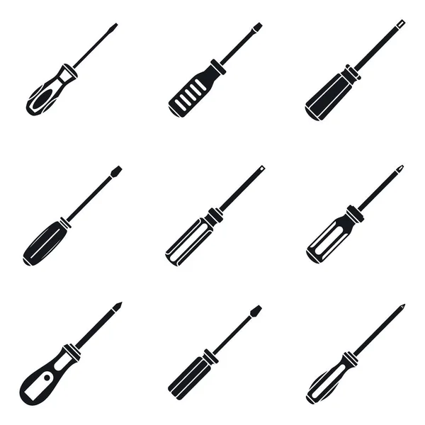 Conjunto de ícones de elemento de chave de fenda, estilo simples — Vetor de Stock