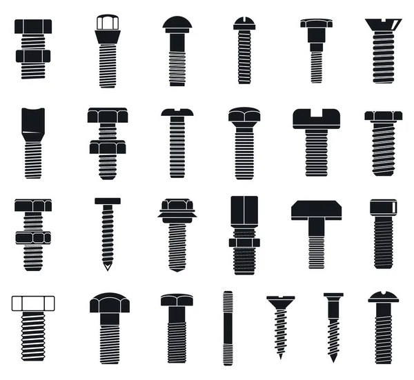 Tornillo-perno conjunto de iconos de herramienta, estilo simple — Vector de stock