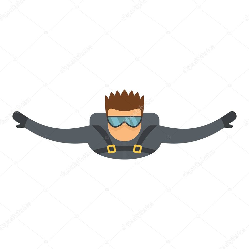 Extreme skydiving icon, flat style