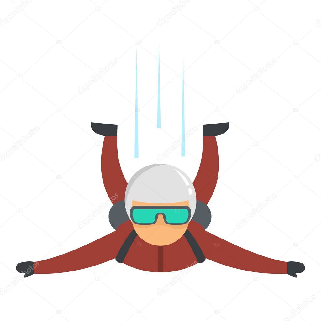 Skydiver fall icon, flat style