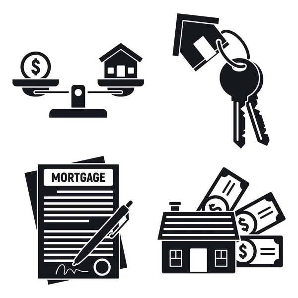 Mortgage House ikoner set, enkel stil — Stock vektor