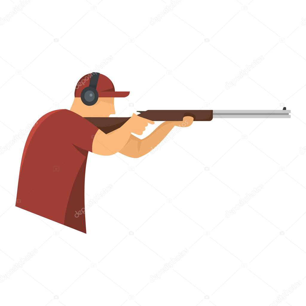 Shooter in baseball cap icon, flat style