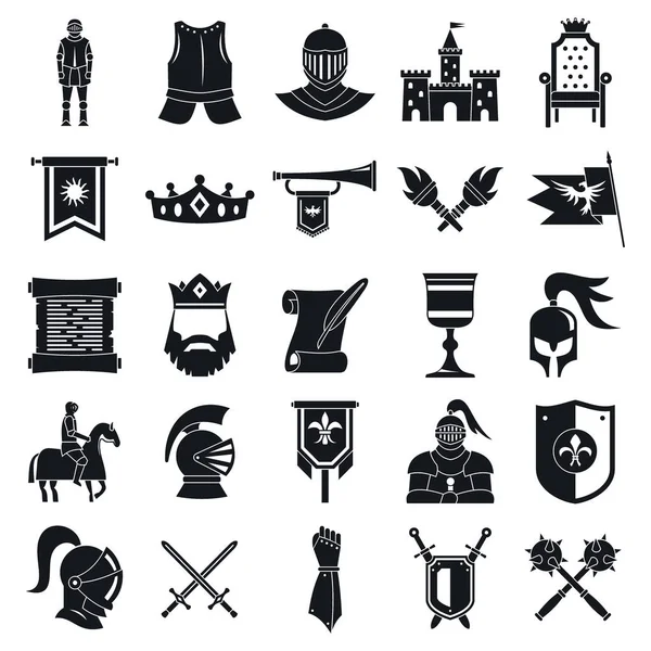 Conjunto de iconos de caballero, estilo simple — Vector de stock