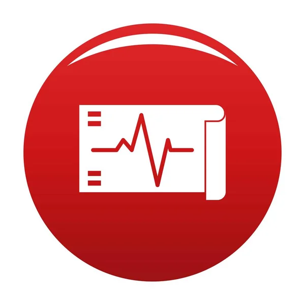 Electrocardiograma icono vector rojo — Vector de stock